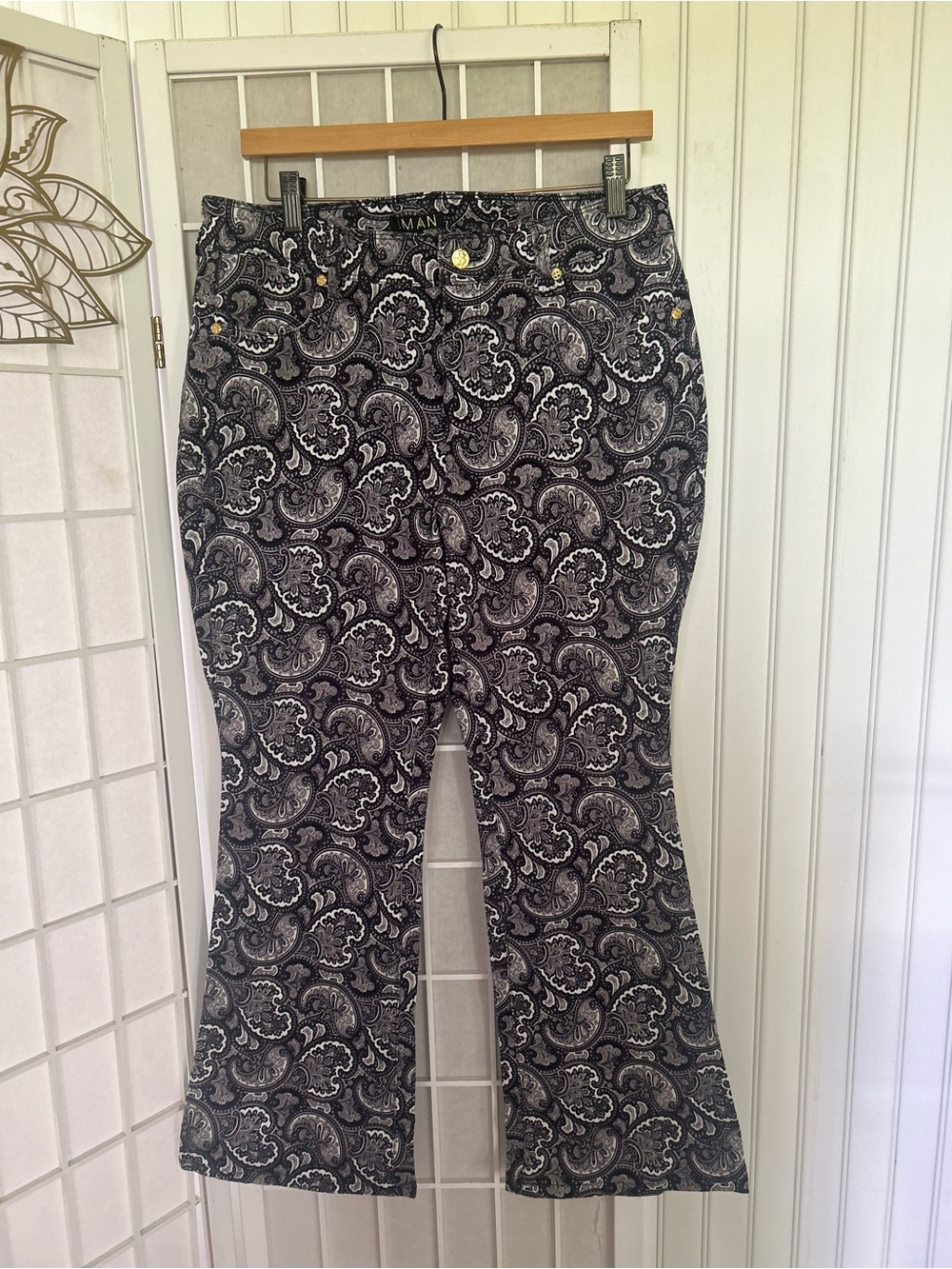 IMAN Brushed Cotton /Velveteen Paisley Pants – Size 12 Petite